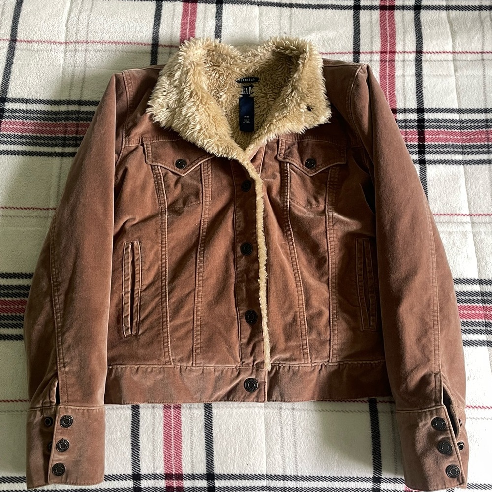 GAP Brown Faux Fur CollarJacket